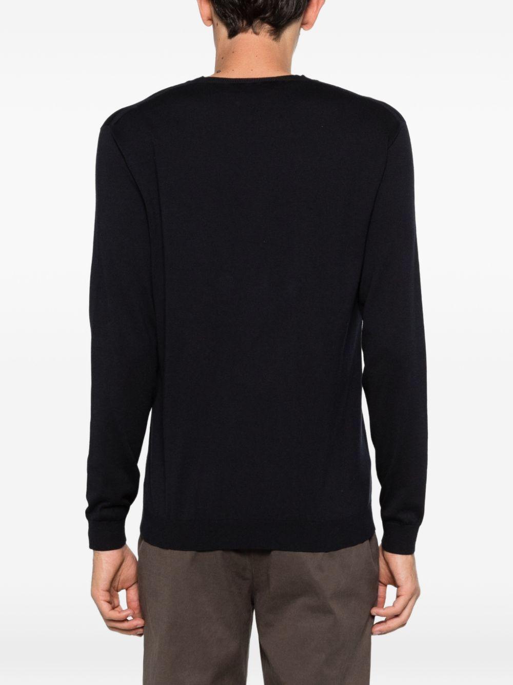 SCAGLIONE Maglia in seta e cotone blu navy girocollo 