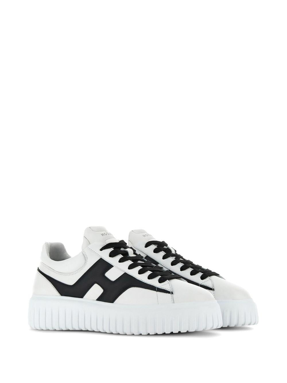 HOGAN Sneakers H-Stripes in pelle di montone bianco nero 