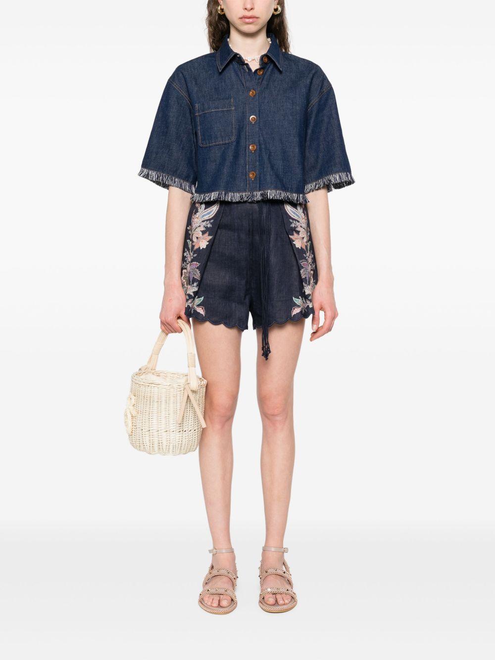ZIMMERMANN Camicia in denim di cotone blu indaco 