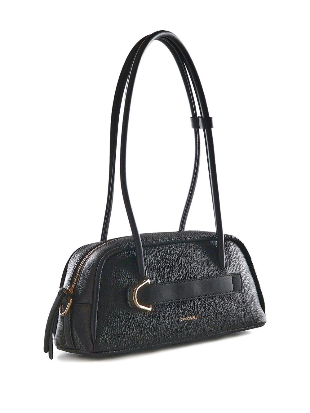 COCCINELLE Borsa a spalla in pelle nera con logo 