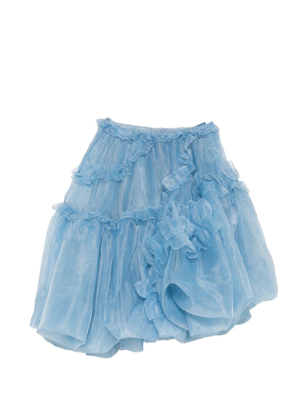 ERMANNO SCERVINO Gonna celeste in tulle impreziosito da ricami floreali 