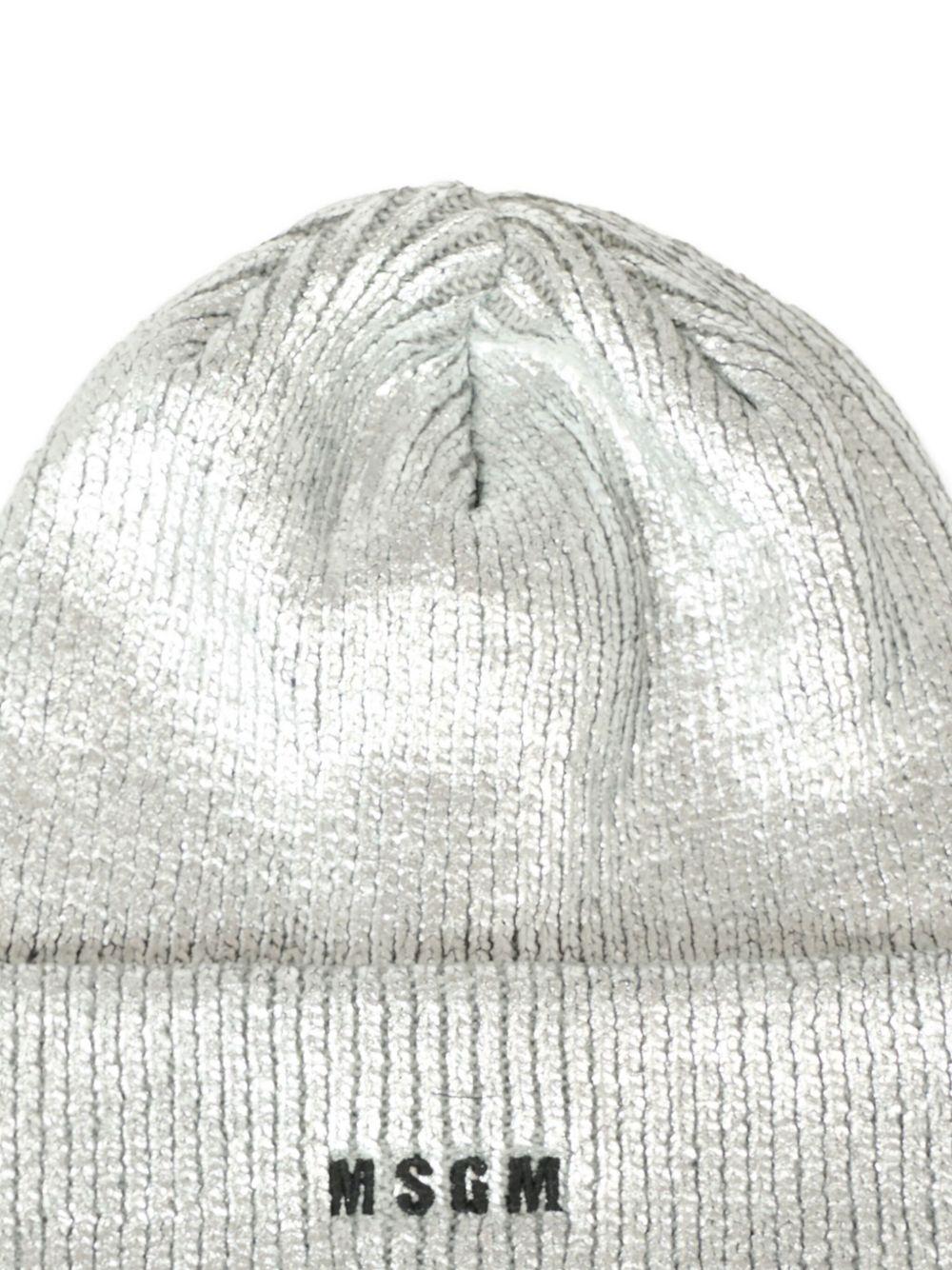 MSGM Berretto argentato con logo 