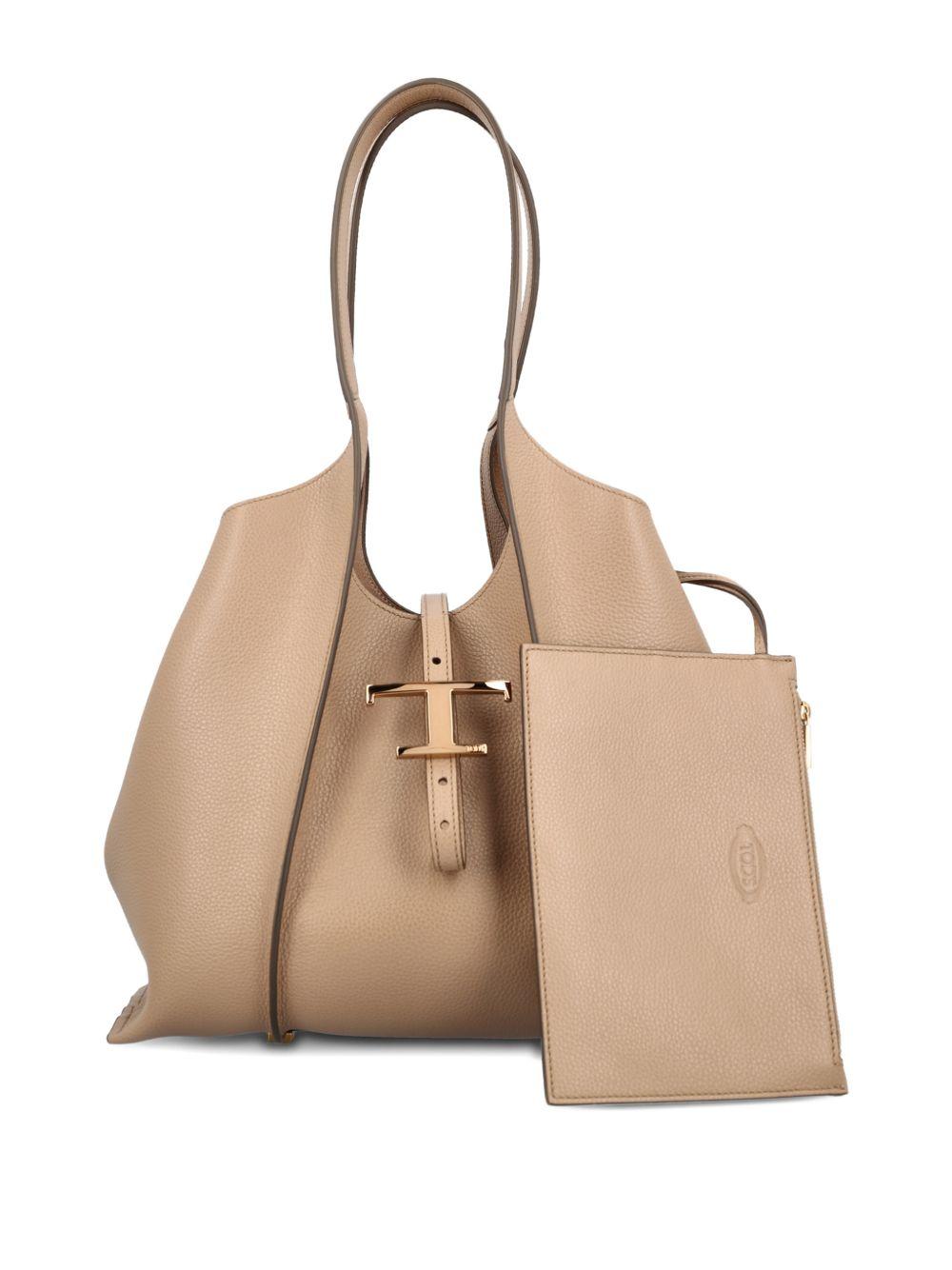 TODS Borsa shopping piccola con pouch removibile beige 