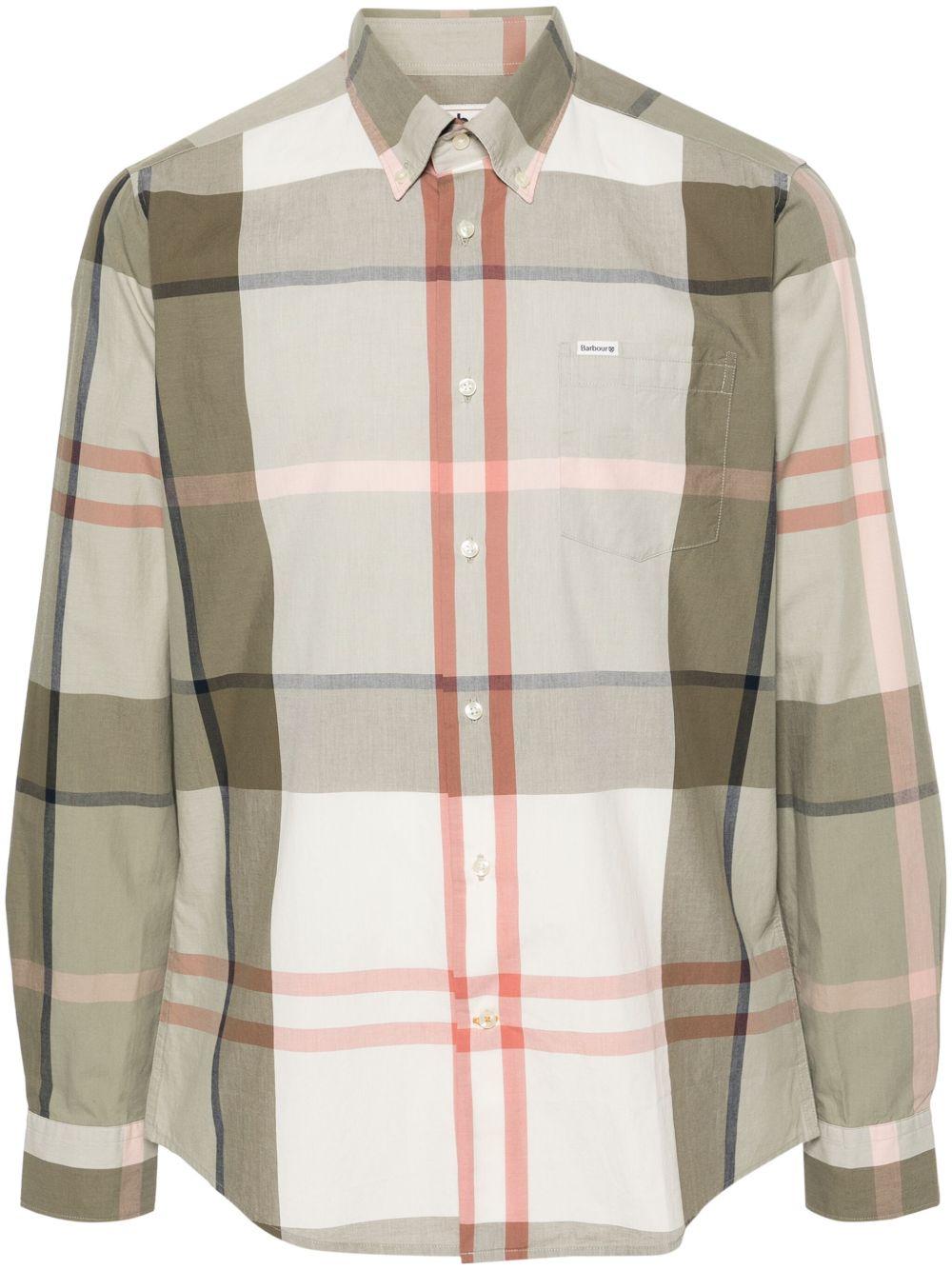 BARBOUR Camicia Glenmore verde oliva in cotone tartan 