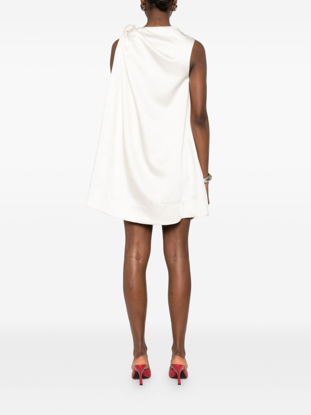 ELEH Mini abito con scollo asimmetrico e drappeggio bianco 