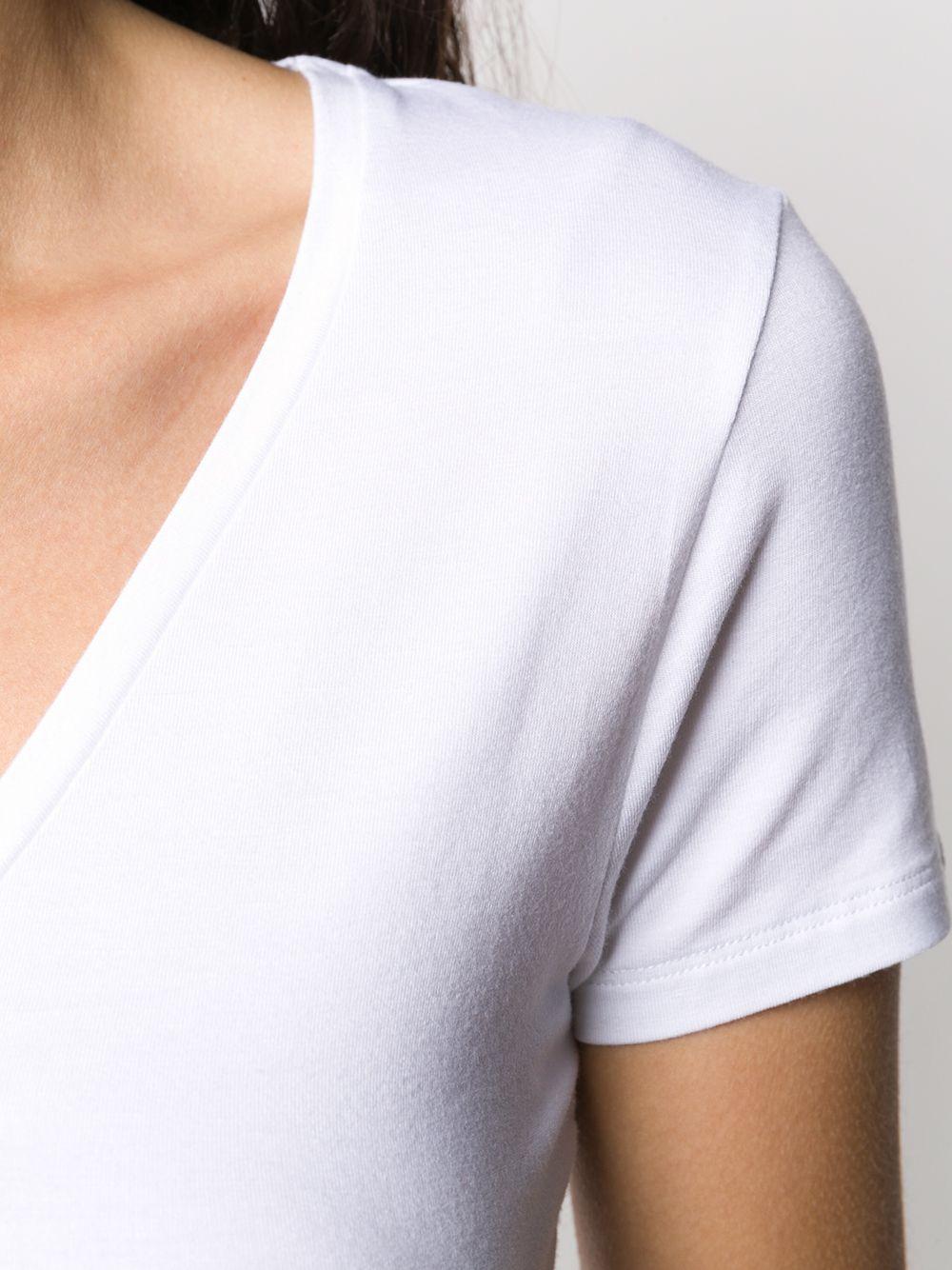MAJESTIC FILATURES T-shirt a maniche corte con scollo a V bianco 