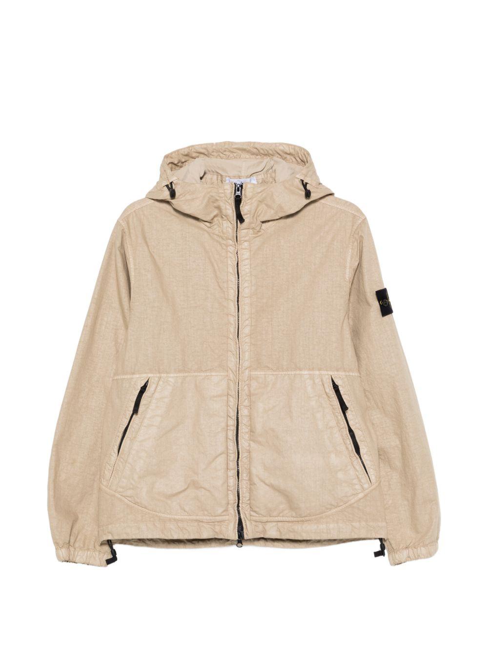 STONE ISLAND Giacca con cappuccio e zip beige 