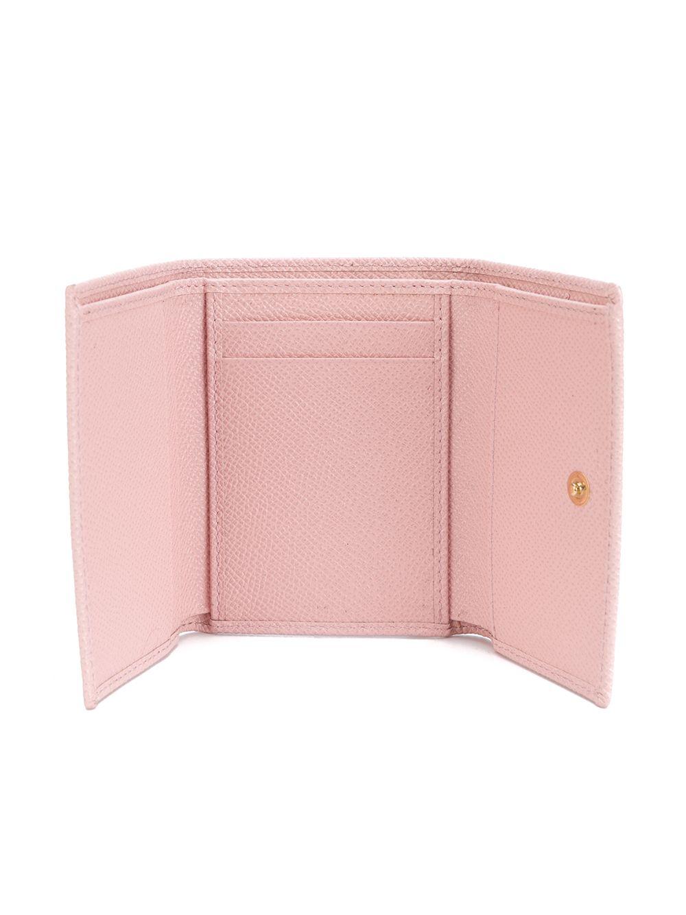 DOLCE e GABBANA Portafoglio in pelle rosa con targhetta logo 