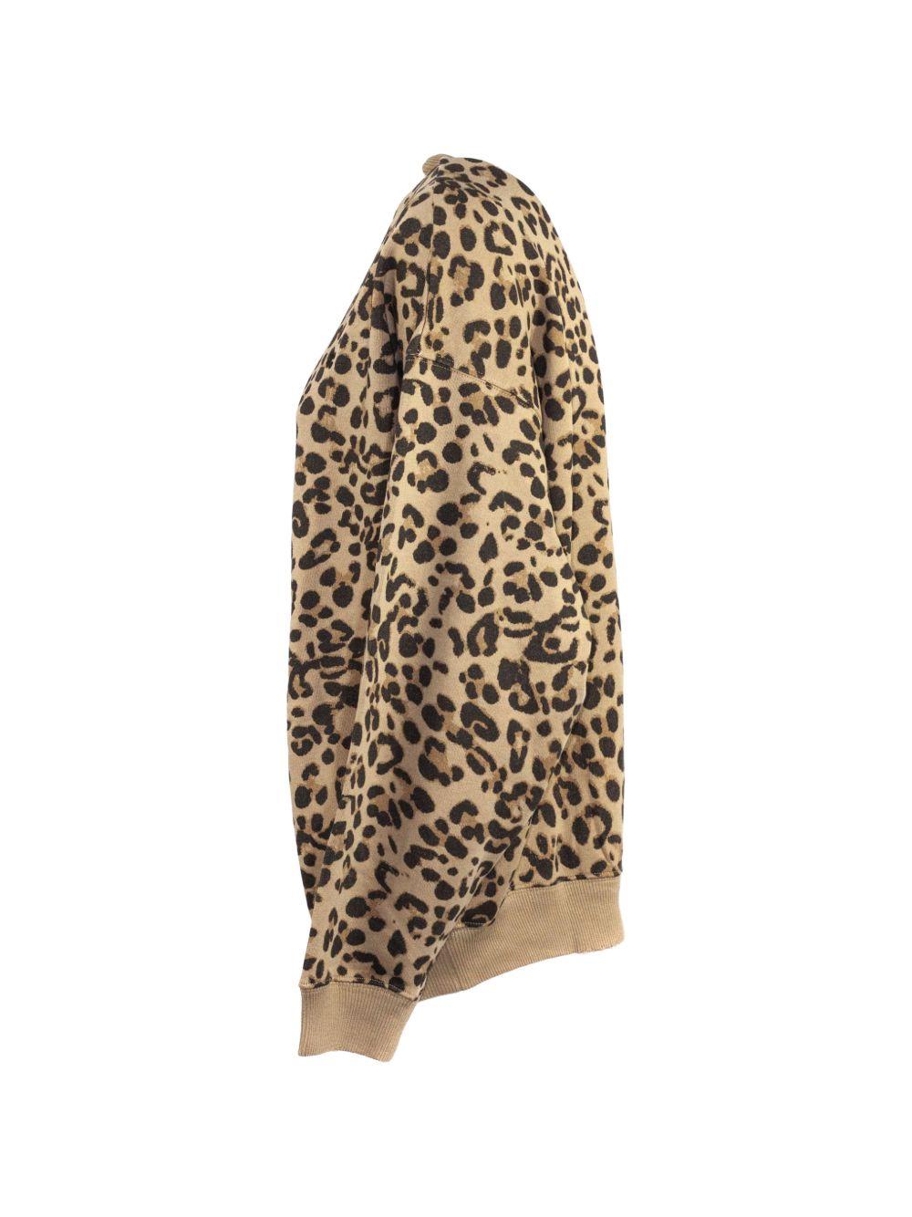 SEMICOUTURE Felpa girocollo in cotone leopardato 