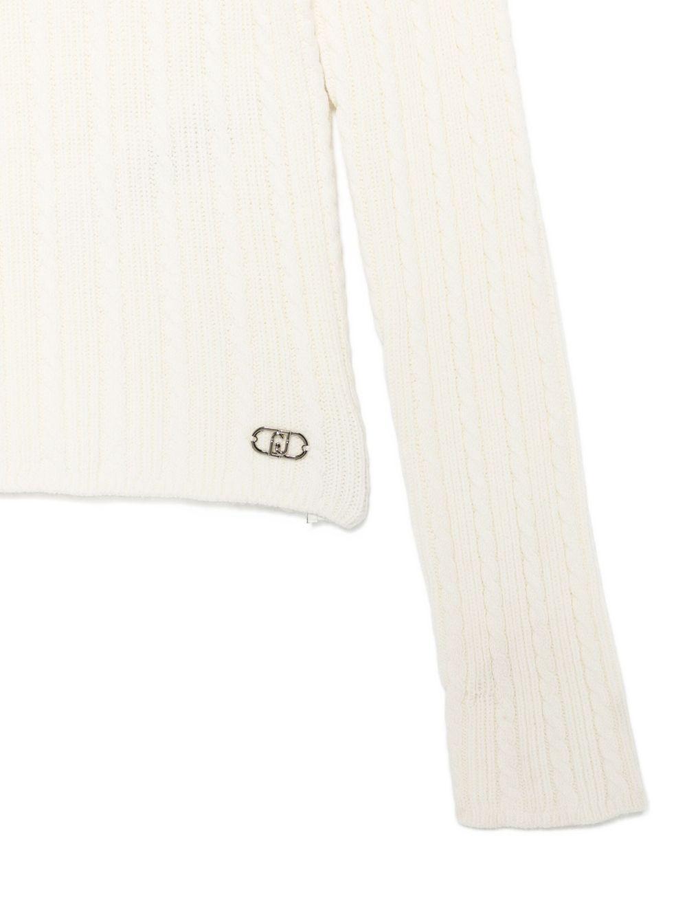 LIUJO Maglione bianco in maglia a trecce 