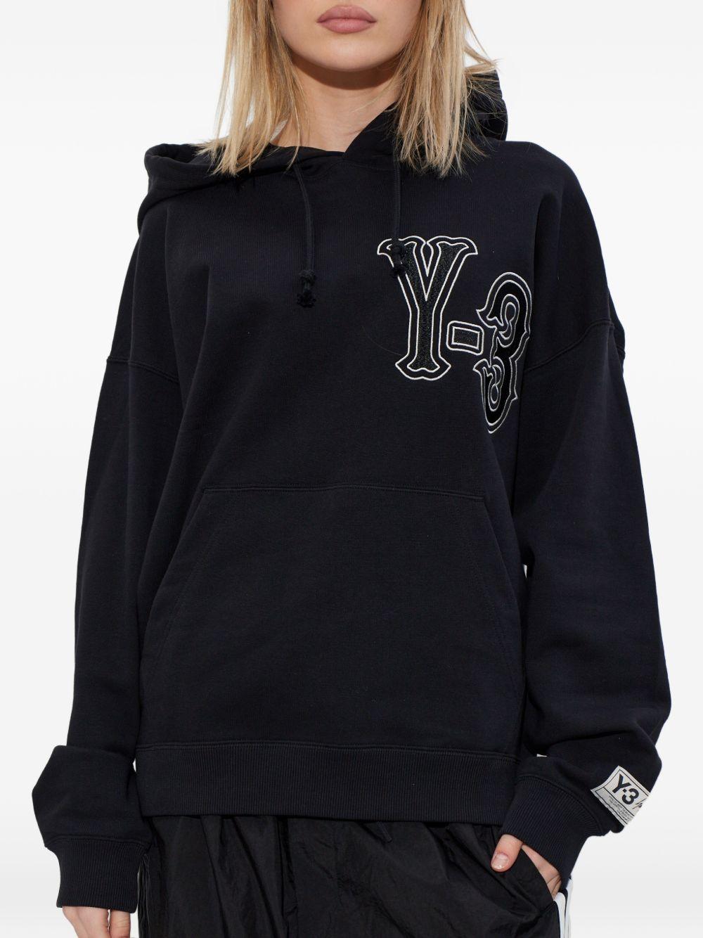 Y3 Felpa nera GFX con cappuccio e stampa logo 