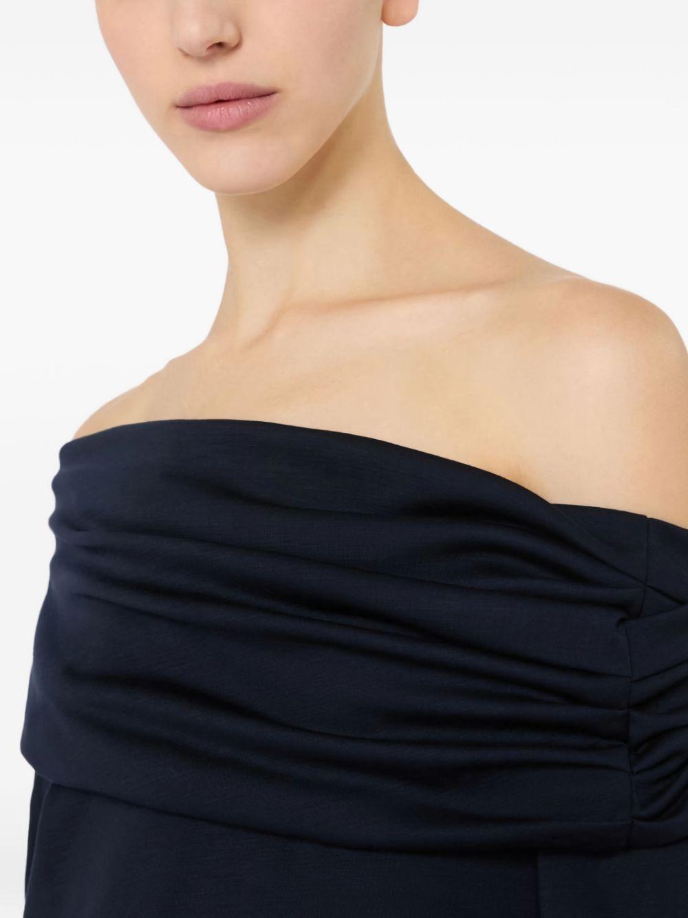 MAX MARA Maglia Mxporafo con scollo bardot in blu navy 