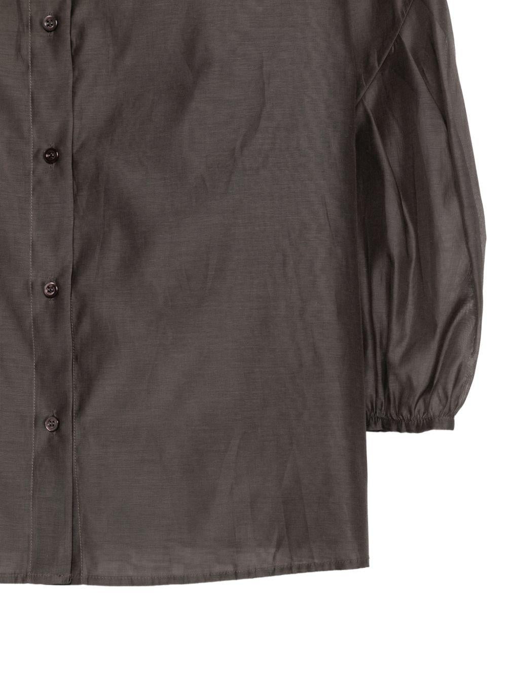 PESERICO Camicia marrone con maniche a palloncino 