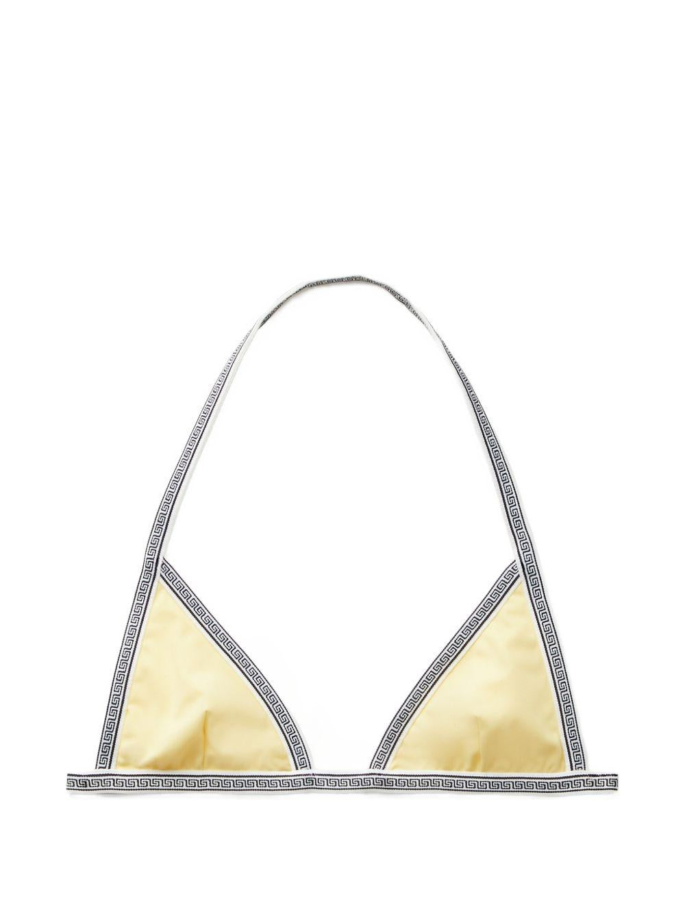 VERSACE Top bikini Broken Jewels giallo con bordi geometrici 