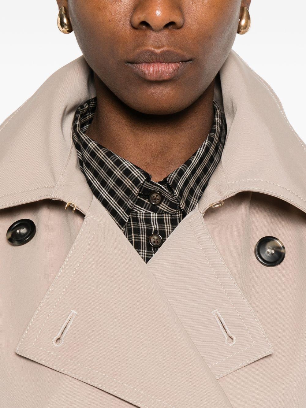 SPORTMAX Trench beige lungo a doppio petto con cintura in vita 