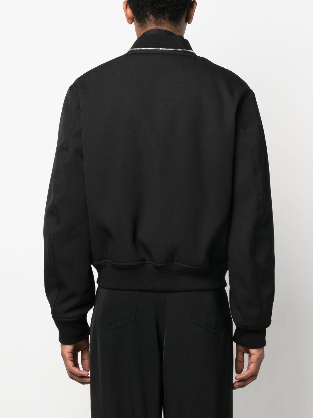 JIL SANDER Bomber in lana misto cotone nero 