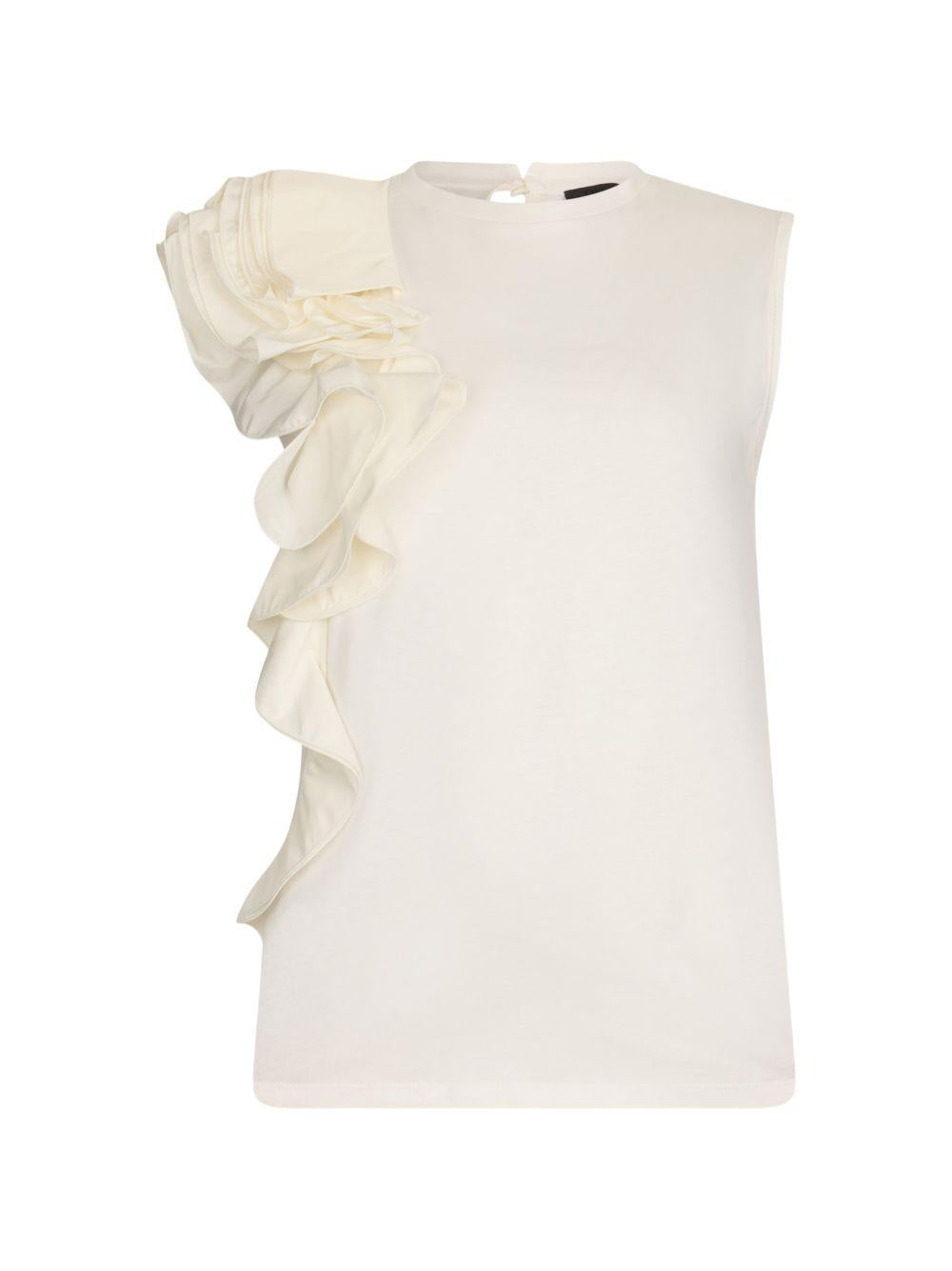 LIUJO T-shirt con rouches laterali bianca 