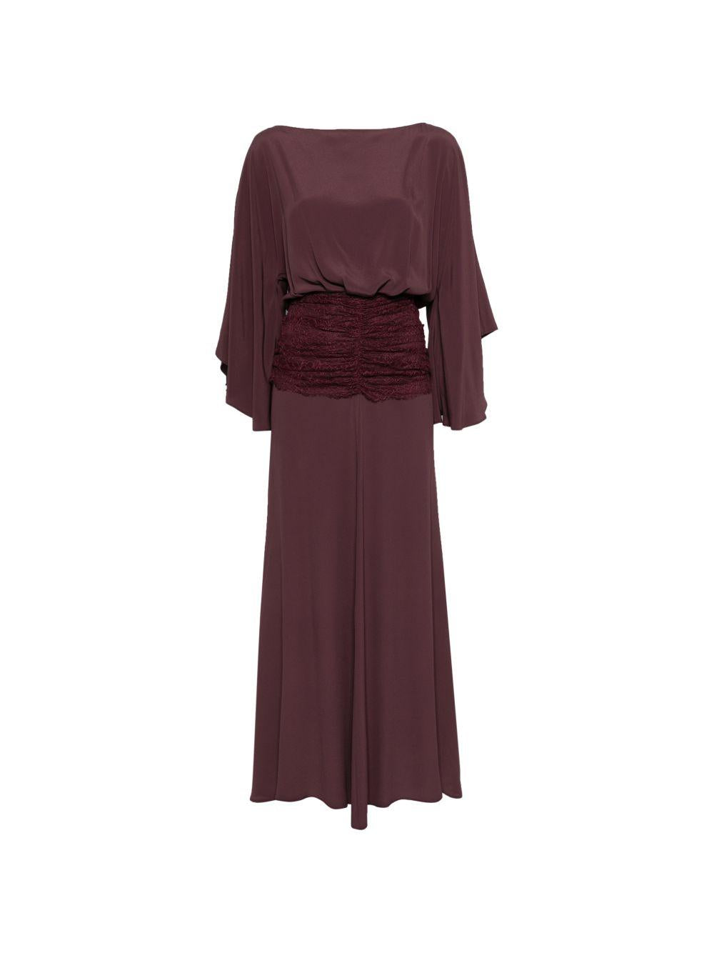 PINKO Abito lungo Radicchio con ricamo in pizzo in vita 
