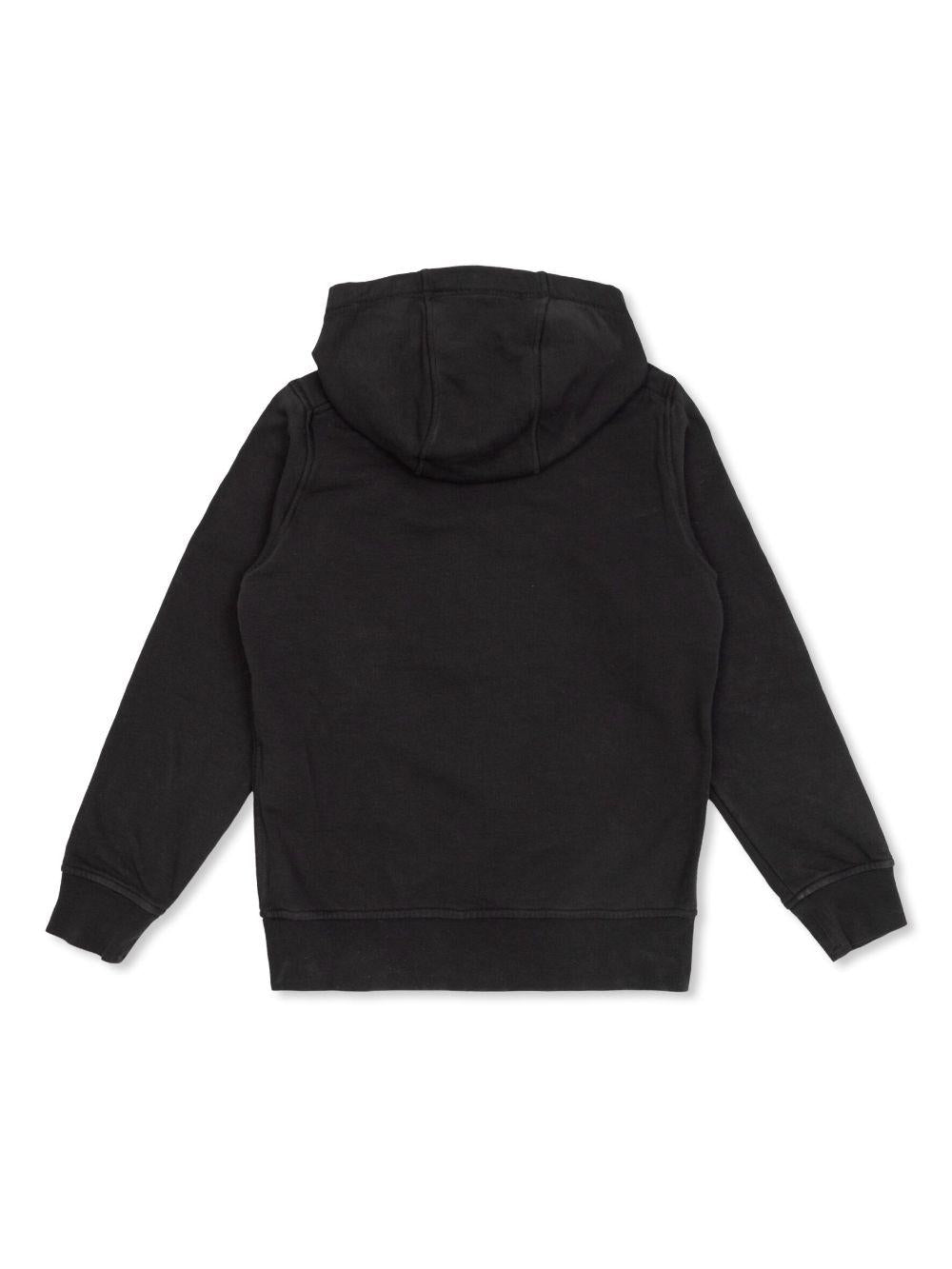 STONE ISLAND Felpa nera con cappuccio con logo bianco 