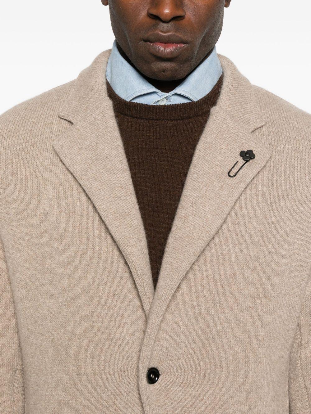 LARDINI Blazer monopetto beige in cashmere 