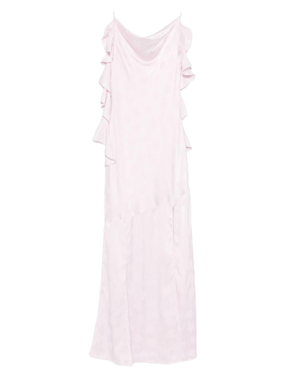 ROTATE Abito rosa lungo con drappeggi 