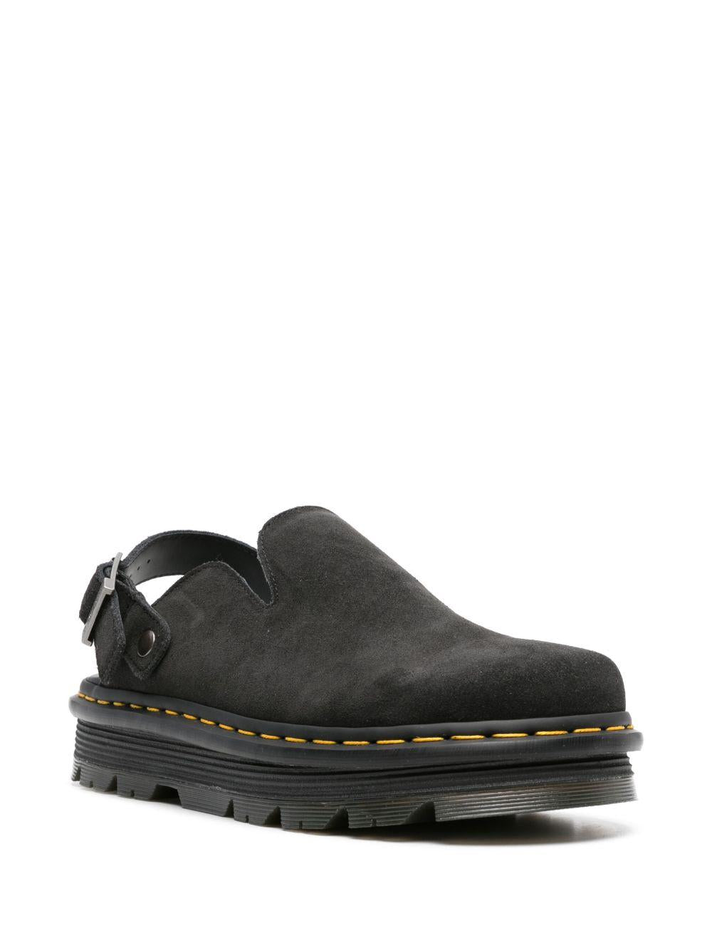 DR MARTENS Mules platform Zebzag in camoscio nero 