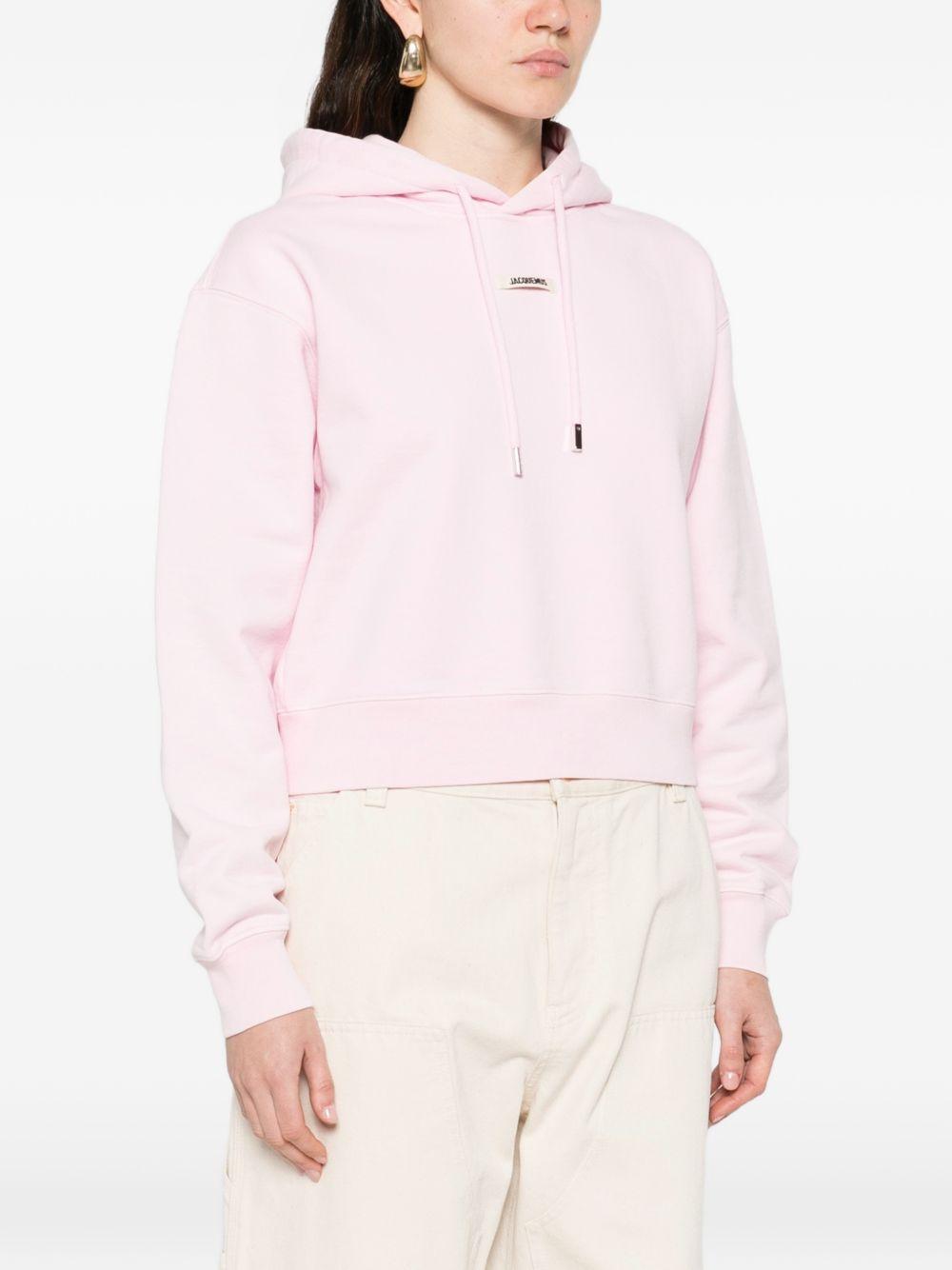 JACQUEMUS Felpa Gros Grain rosa con cappuccio 