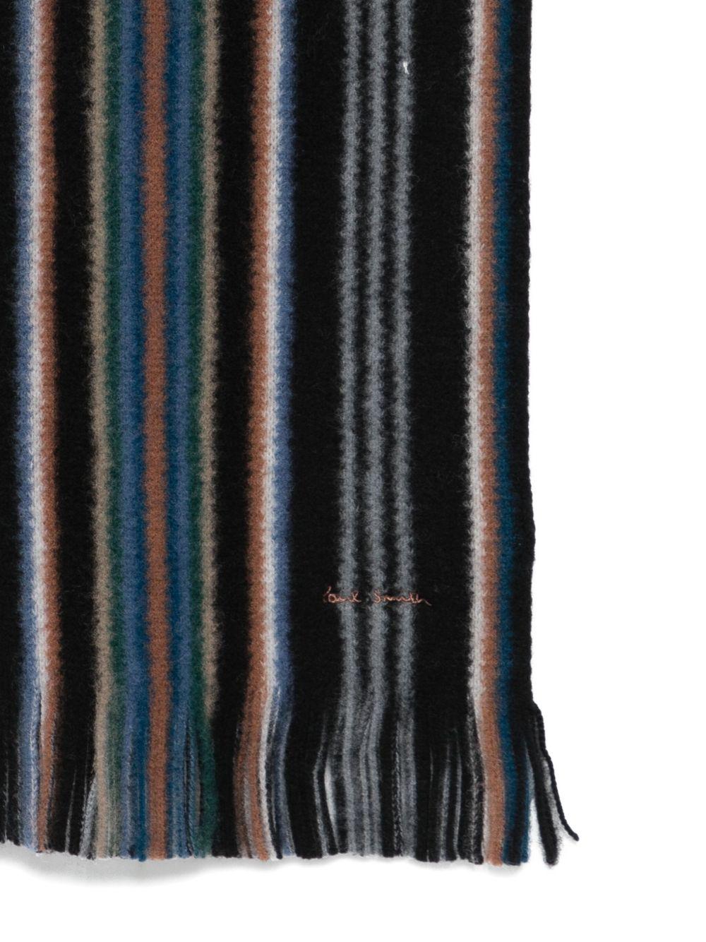 PAUL SMITH Sciarpa in lana nera con strisce 