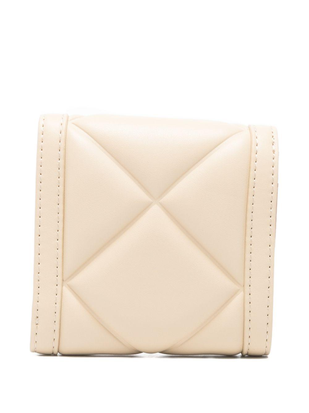 LOVE MOSCHINO Portafoglio trapuntato a conchiglia avorio con chiusura a clip 
