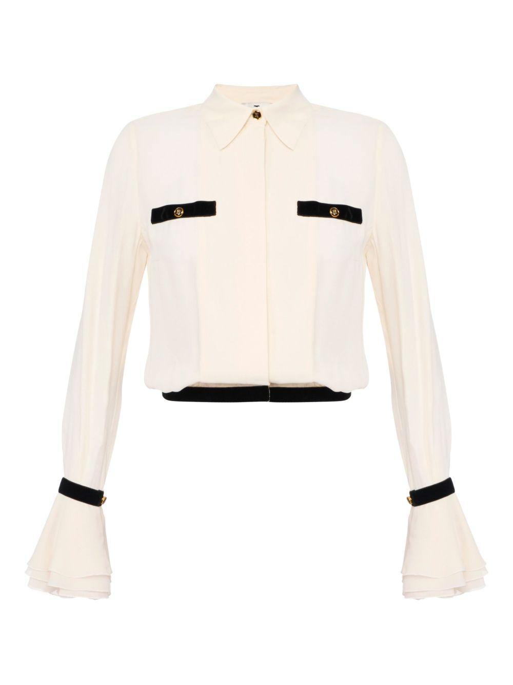 ELISABETTA FRANCHI Camicia in georgette con bottoni gioiello 