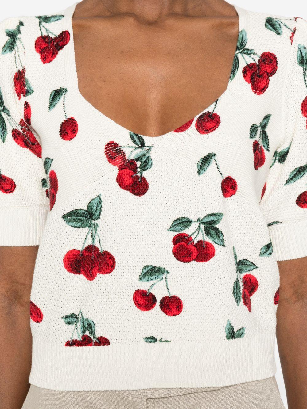 TWINSET T-shirt bianca con grafica ciliegie all-over 