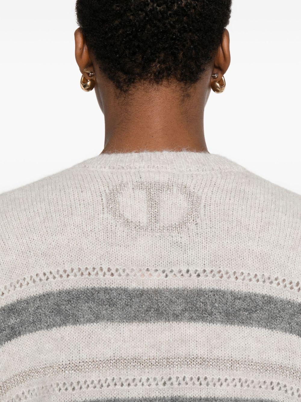 TWINSET Maglia con scollo a V e righe 