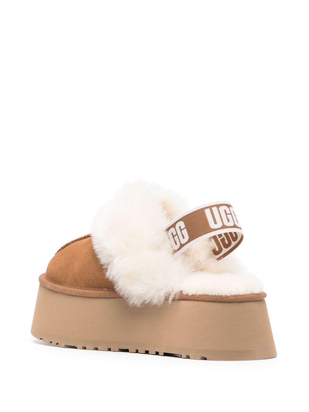UGG Sabot realizzate in pelle color cammello con pelliccia sintetica e elastico posteriore 