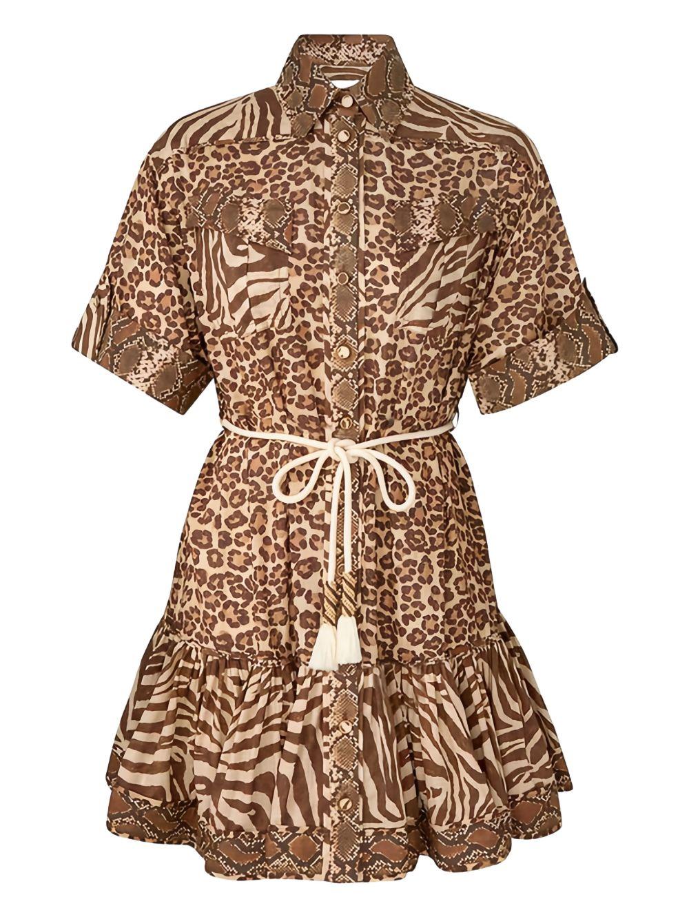 ZIMMERMANN Abito corto animalier con cintura 