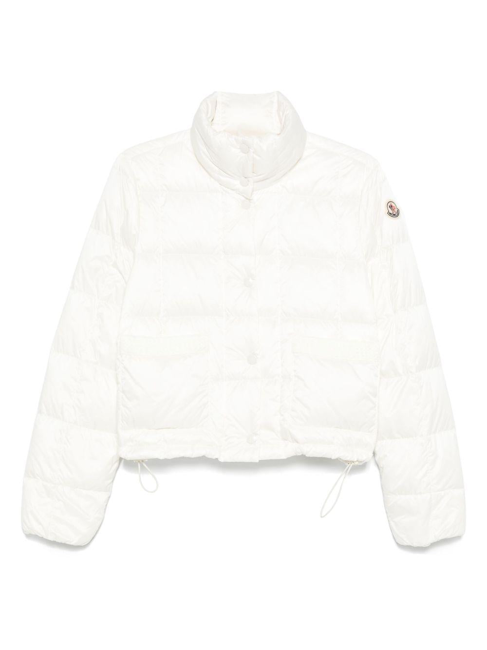 MONCLER Piumino crop bianco con coulisse 