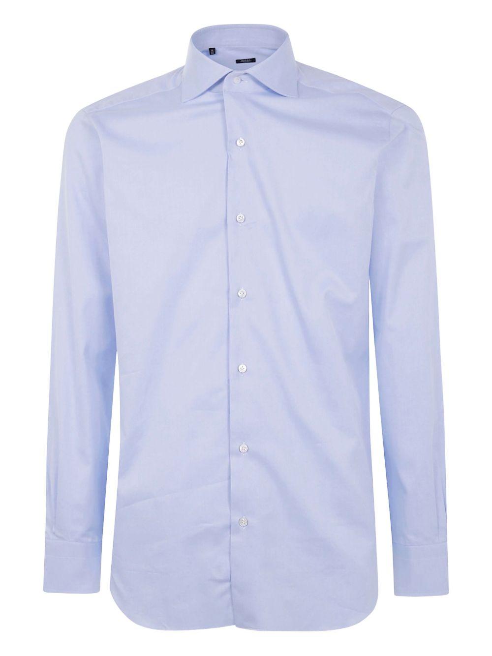 BARBA Camicia button-down in cotone azzurro 