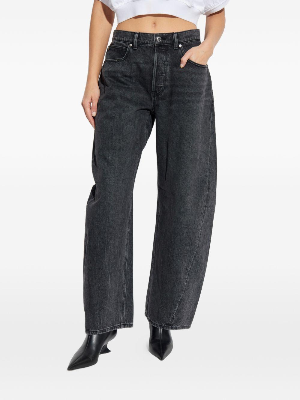 ALEXANDER WANG Jeans antracite con logo in strass 