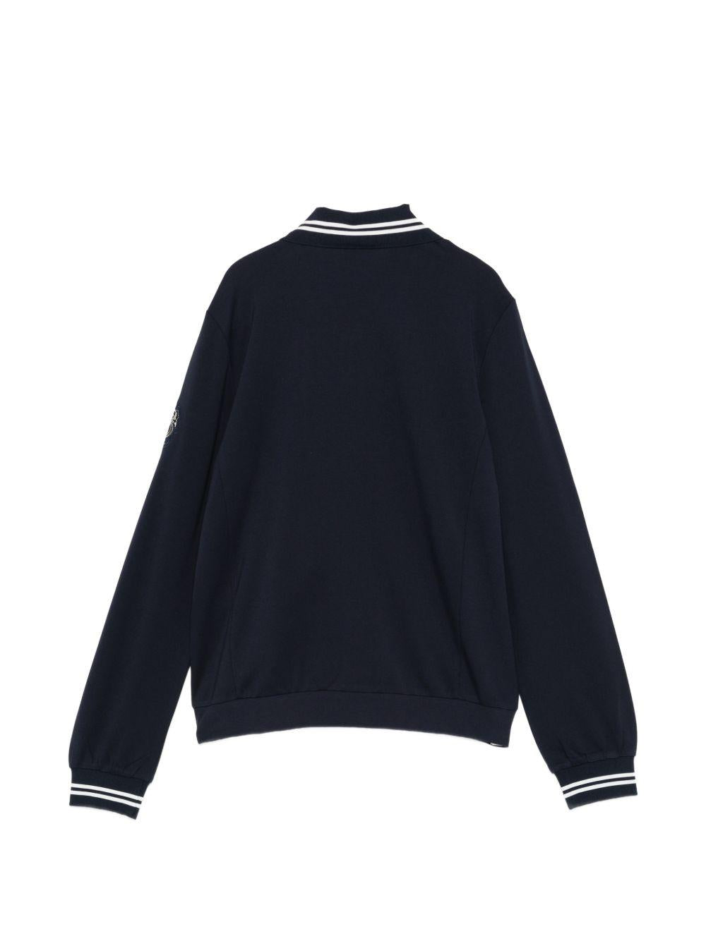 LIUJO Felpa con zip blu notte con dettagli bianchi 