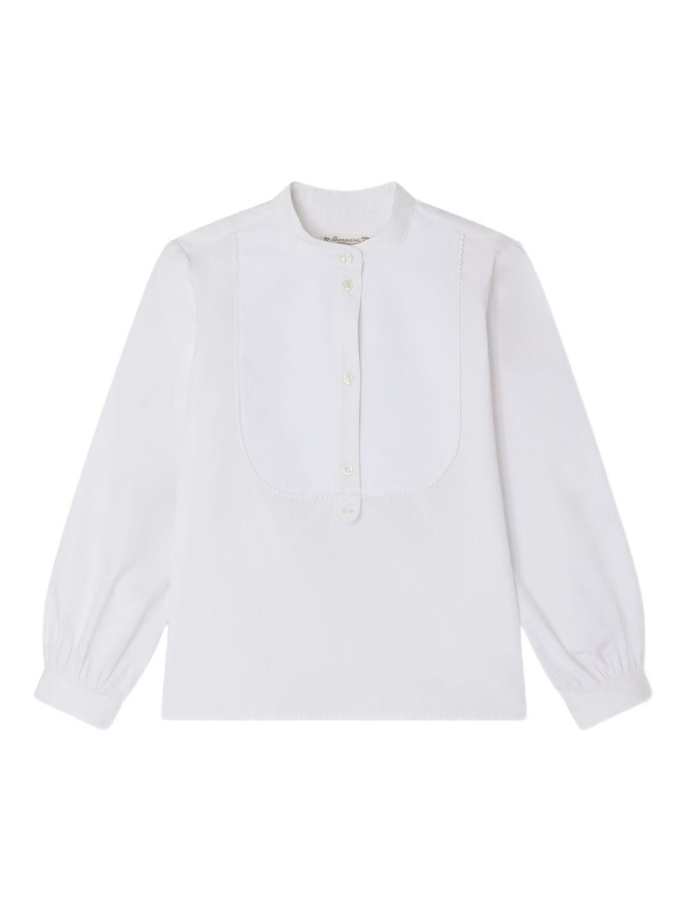 BONPOINT Blusa 'Ebora' in bianco puro con colletto alla coreana 