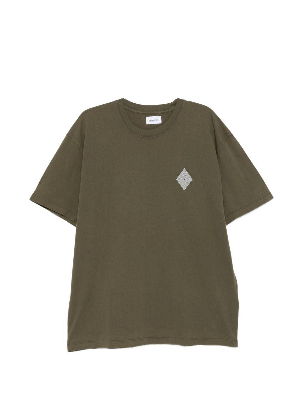 AMISH T-shirt Logo in cotone verde 