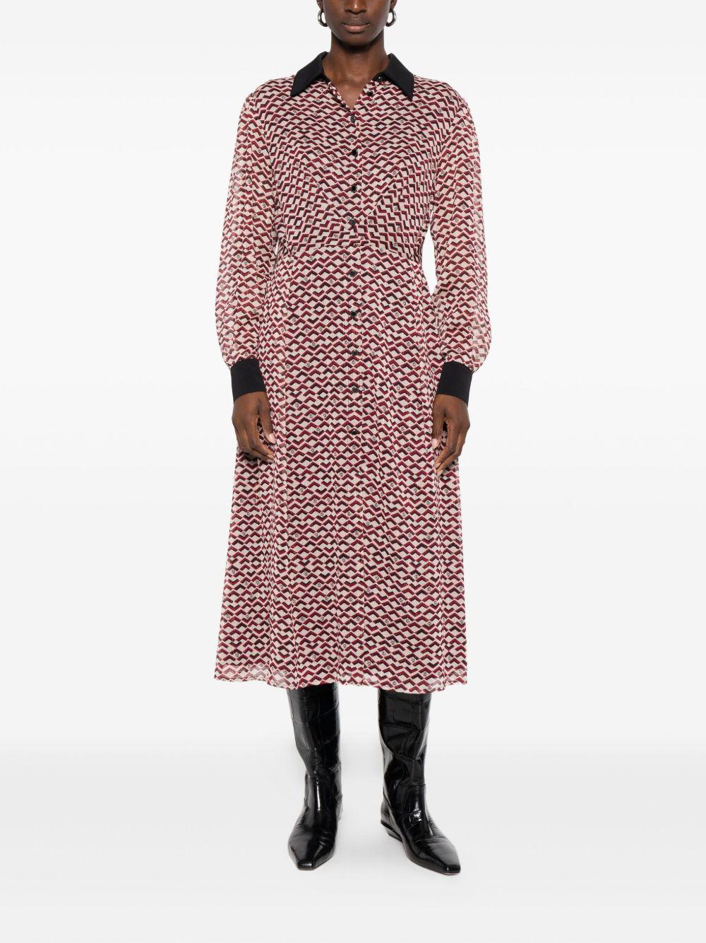 LIUJO Abito midi beige chiaro e rosso 