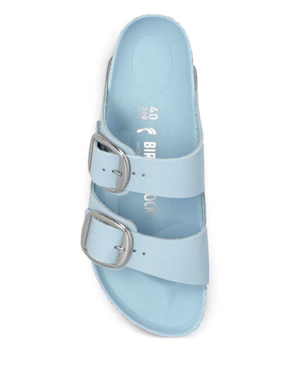 BIRKENSTOCK Ciabatte Arizona in pelle azzurra con fibbia argento 