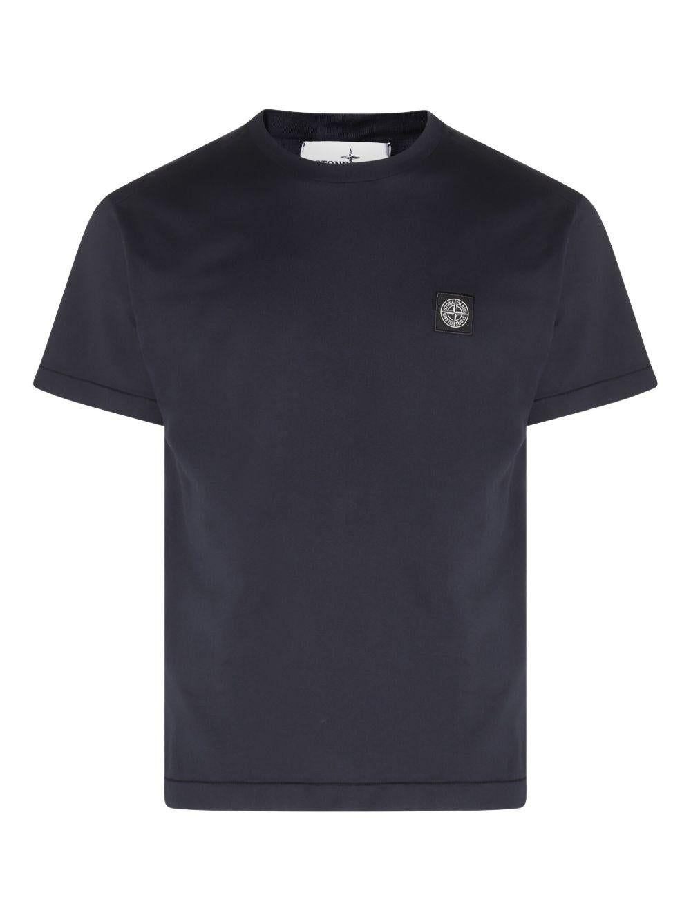 STONE ISLAND T-shirt in cotone blu con logo 