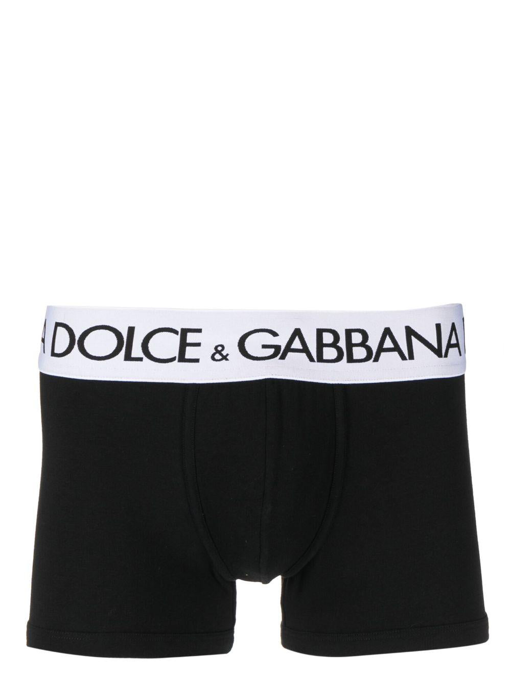 DOLCE e GABBANA Boxer in cotone elasticizzato nero 