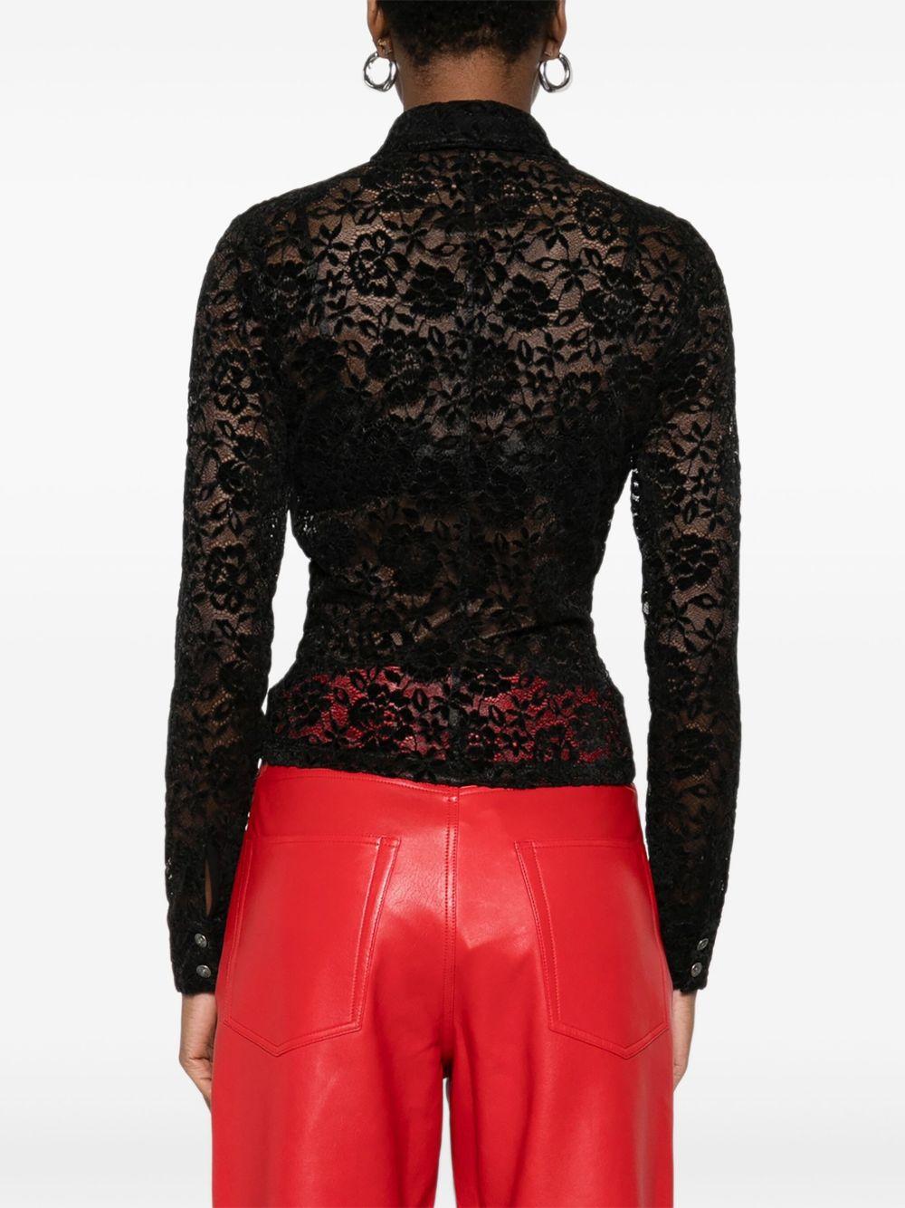 VERSACE JEANS COUTURE Camicia nera in pizzo 