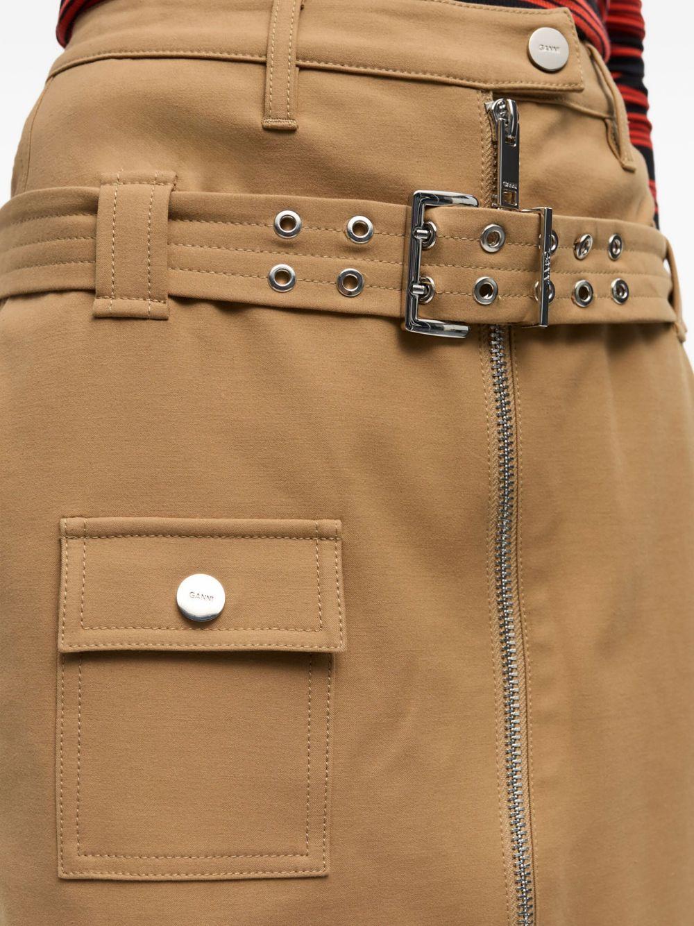 GANNI Gonna midi utilitarian in cotone color cammello 