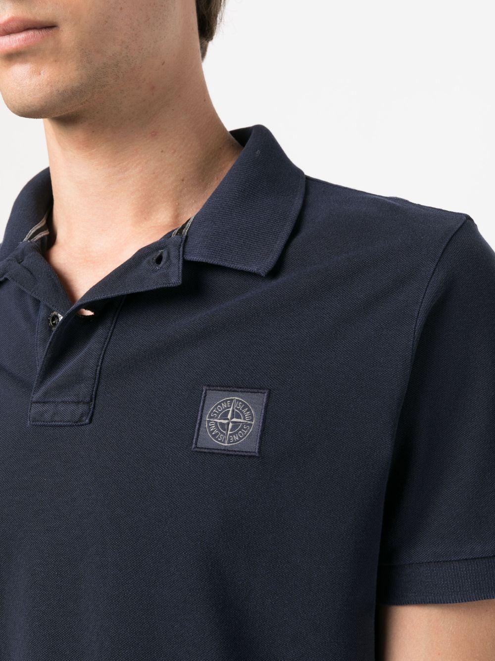 STONE ISLAND Polo in cotone blu con logo 