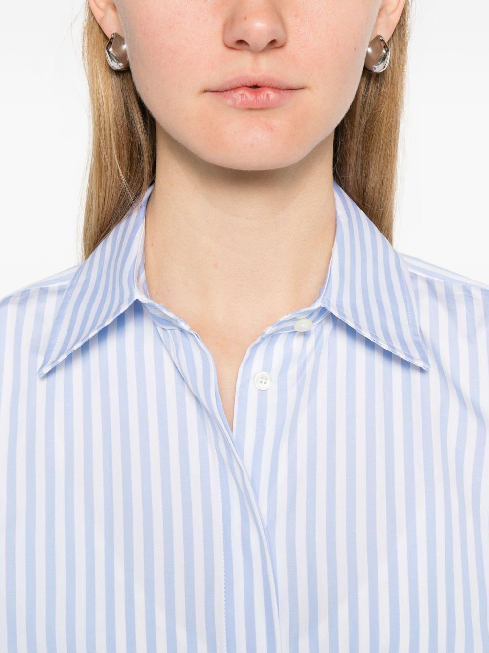 MAX MARA Camicia di cotone celeste a righe bianche 