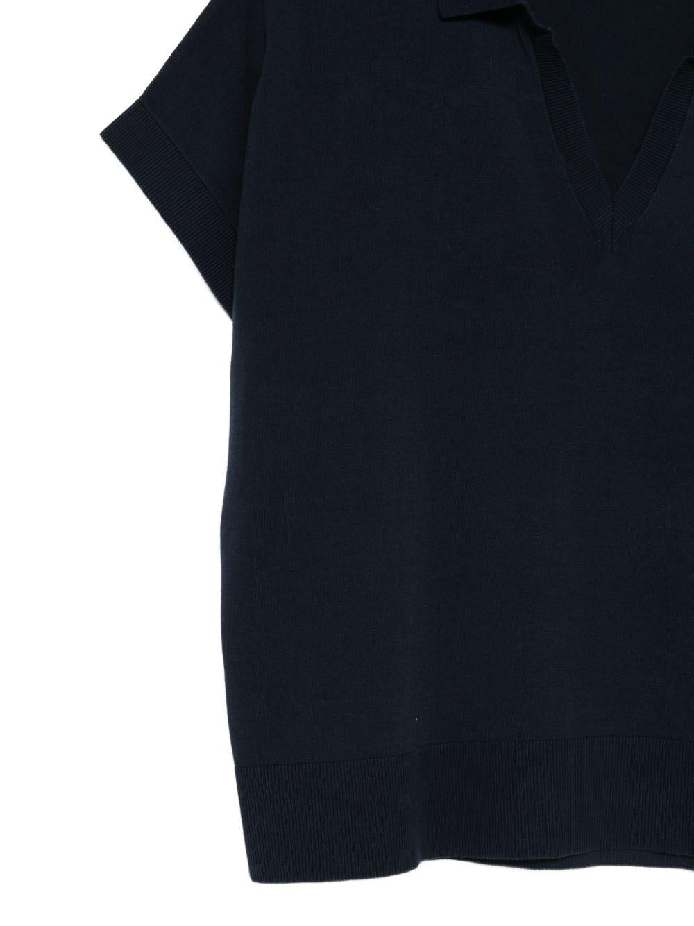 ASPESI Polo con scollo V in cotone blu 