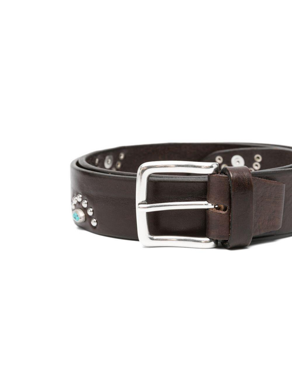 ALBERTO LUTI Cintura in pelle marrone con borchie 